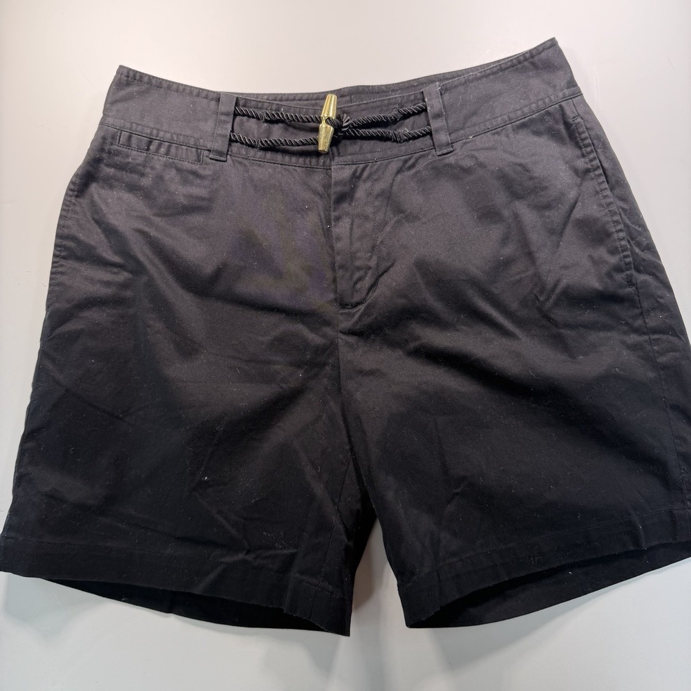 Lauren Ralph Lauren Women's Black Shorts 4 Rope Toggle Belt 7" Inseam Classic